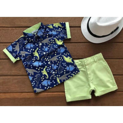 

US Newborn Baby Boy Gentleman Suit Dinosaur Top T-shirt Pants Shorts Outfits Set