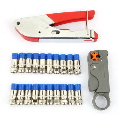 

Greensen Coaxial Cable Network Wire Stripper Cable Crimping Pliers Set 20Pcs F Head RG6