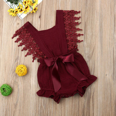 

Solid Newborn Toddler Girls Lace Jumpsuit Bow Bodysuit Romper Summer Clothes