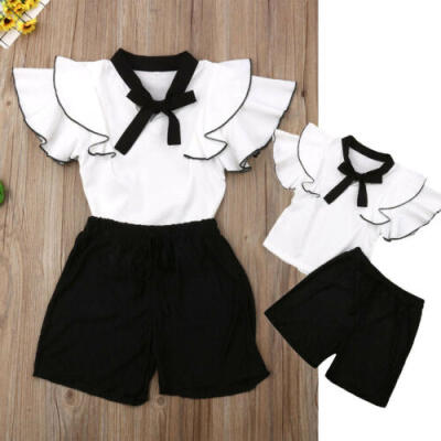 

2PCS Toddler Kids Baby Girl Summer Outfit Clothes Shirt TopsShorts Pants Set UK