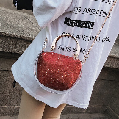 

Transparent small bag 2019 new wave Korean version of the wild simple shoulder slung small square bag laser jelly fairy bag