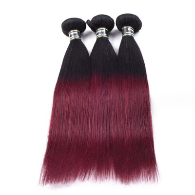 

Amazing Star Ombre Hair Bundles Brazilian Straight Hair 3 Bundles Virgin Human Hair Extensions Burgundy1B Color