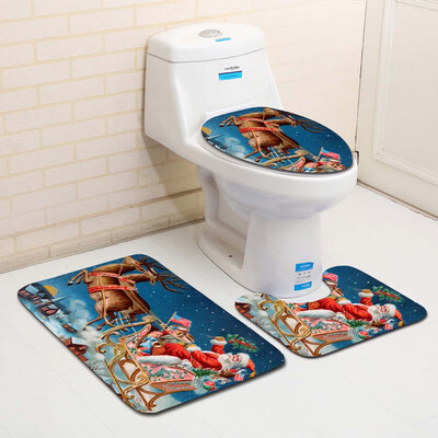 

Tailored 3PCS Fancy Santa Toilet Seat Cover&Rug Bathroom Set Christmas Decor