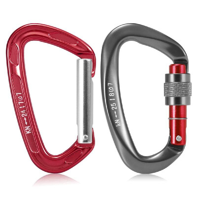 

24KN Non-locking Straight Gate Carabiner 25KN Twist Gate Carabiner Heavy Duty D Shape Buckle Pack Rappelling Hammock Locking Clip