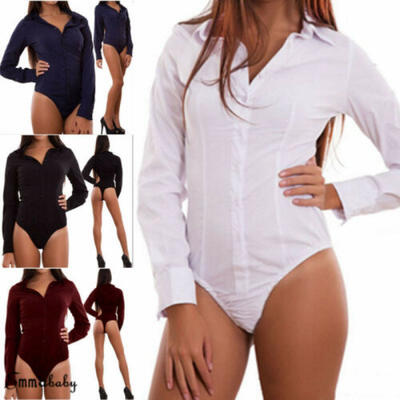 

Womens Jumpsuit Romper Bodysuit Stretch Ladies Leotard Body Tops shirt Playsuit