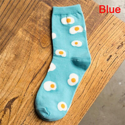 

Women Girls Cartoon Egg Cloud Dog Paw Print Elastic Autumn Winter Soft Socks