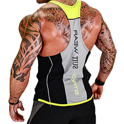

HOTMens Bodybuilding Stringer Tank Top Y-Back Racerback Gym Workout Clothes