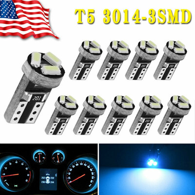 

10X Ice Blue T5 3014 Led Instrument Panel Gauge Interior Dashboard Light Bulbs