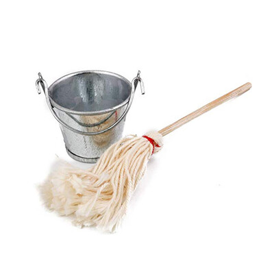 

YIWULA112 Scale Fairy Garden Furniture Vintage Mop with Bucket Set 2pcs Furniture