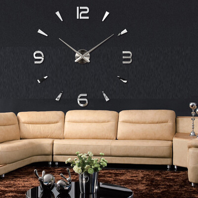 

Gobestart Modern Large 3D DIY Mirror Surface Art Wall Clock Sticker Home Office Decor