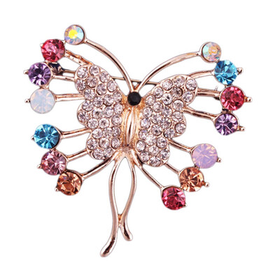 

New Fashion Women Cute Colorful Butterfly Brooches Crystal Rhinestone Charms Brooches Pins Jewelry Girls Gifts