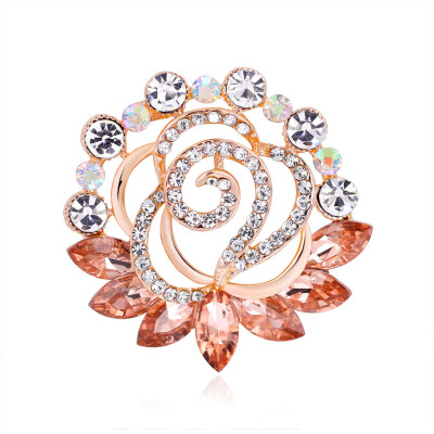 

Delicated Elegant Crystal Flower Brooch Rhinestone Scarf Cloth Accessories Pin Silk Scarf Buckle Clip Fashion Jewelry