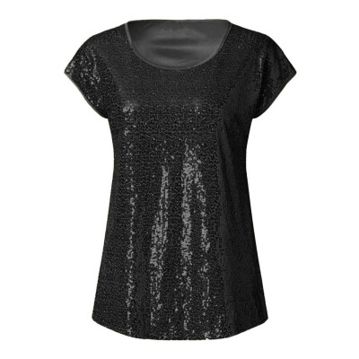 

Nomeni Women Summer Casual Sequin Short Sleeve Pullover T Shirt Tops Blouse