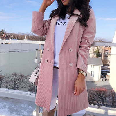 

Toponeto Women Casual Solid Color Turn Down Collar Long Sleeve Long Coat Button Up Coat