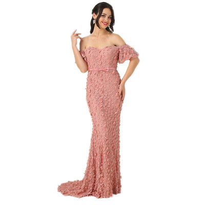 

Sexy Strapless Short Sleeves Mermaid Evening Dresses 2018 Embroidery Pearls Fashion Evening Gowns Alacati