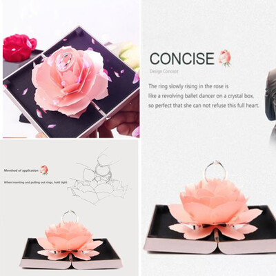 

Siaonvr 3D Pop Up Rose Ring Box Wedding Engagement Jewelry Storage Holder Case Bump