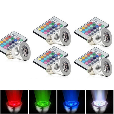 

5-pack Colorful Lights 3W 27E RGB LED Magic Spot Light Bulb Light With Remote Control Five Lights