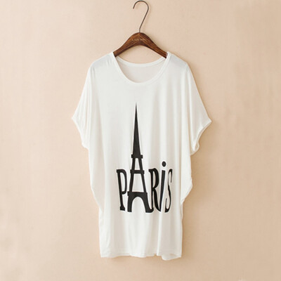 

10 Kinds Of 2 Color Modal Casual Letters Animal Print Round Neck Bat Shirt Female T-shirt Blouse 3