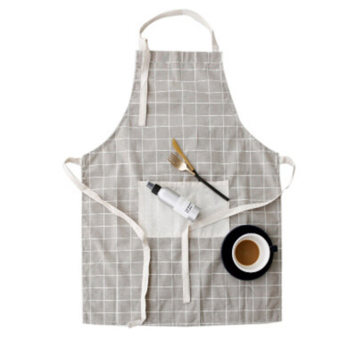 

The New Japanese Cotton Cotton Linen Apron Cute Simple Lace Side Double Pocket Home Kitchen Apron