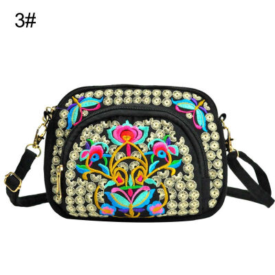 

Women Ethnic Flower Embroidery Mini Canvas Crossbody Shoulder Bag Phone Holder