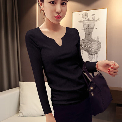 

Autumn Womens V-neck Long Sleeve Blouse Tee Ladies Casual Slim Fit Tops T-Shirt