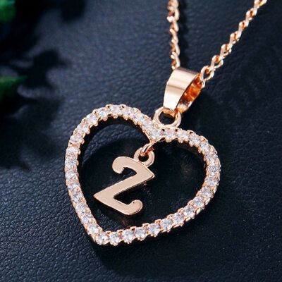 

Womens Heart Pendant Necklace with Cubic Zirconia&Letter Pendant Necklace Gift for Women or Girls