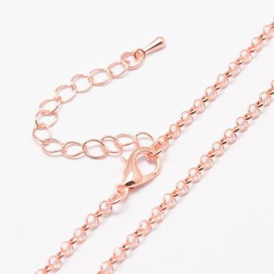 

Iron Cable Chain Necklace Makings with Lobster Claw Clasps Rose Gold 2795"3149" 3mm