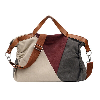 

Tailored Women Large-capacity Handbag Canvas Color Matching Bag Shoulder Diagonal Bag