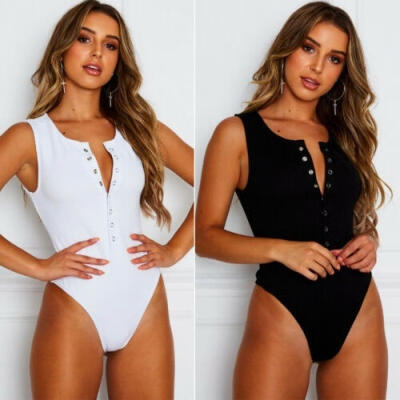 

Women Bodycon Bodysuit Sleeveless Bandage Jumpsuit Romper Leotard Cocktail Top