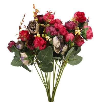 

Artificial Rose Bouquet Silk Cloth Fake Flowers Wedding Party Home Decoration Dried Flowers