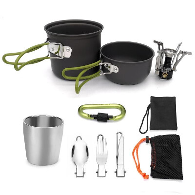 

Camping Cookware Set Campfire Cooking Utensils Folding Cookset Outdoor Hiking Backpacking Pot Bowls Mesh Carry Bag