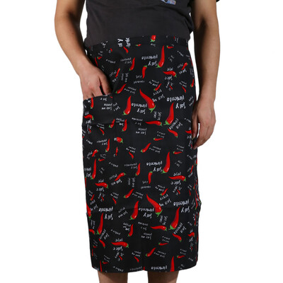 

Polyester Cooking Plaid Stripe Half Apron with 1 Pockets Kitchen Accessory