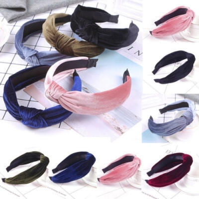 

Womens Headband Twist Hairband Bow Knot Cross Tie Velvet Headwrap Hair Band