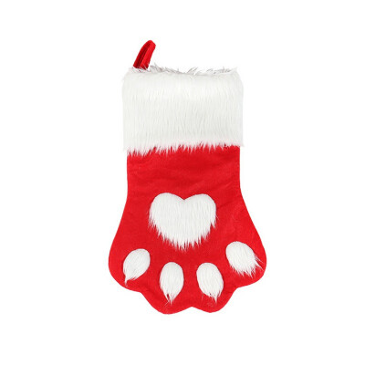 

Christmas Stockings Gift Holder Stockings Plush Pet Paw Pattern Bag Hanging Holiday Home Christmas Decorations