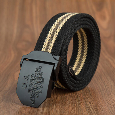 

New canvas Men belt trend weaving Alloy Automatic buckle Men&Women belt outdoor casual sport high quality cowboy belt