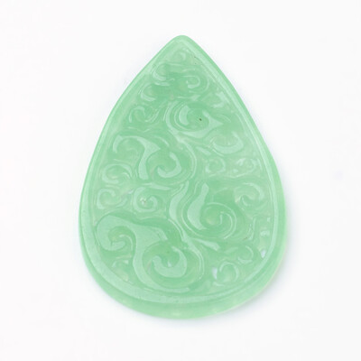 

Natural Jade Pendant Dyed Drop LightGreen 39x24x2mm Hole 1mm