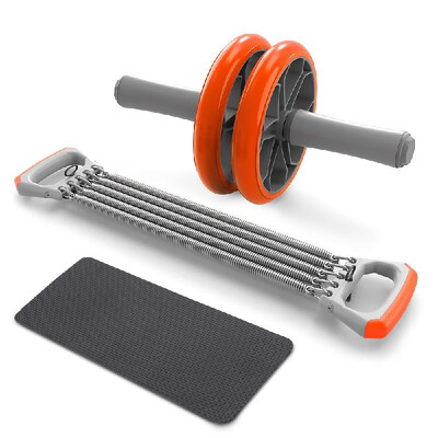 

3-IN-1 Self-Assembly Chest Pull Exerciser Push-up Handles Belly Roller Wheels Arm Expander Pull Bar Weight Exerciser Equipment