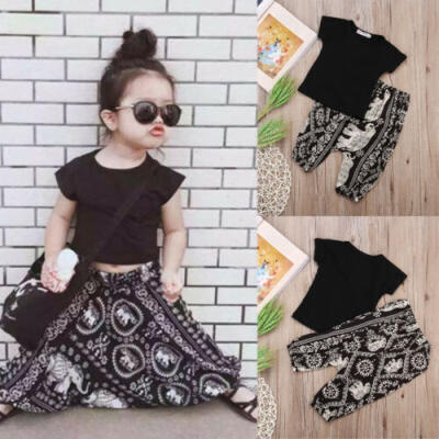 

UK Fashion Toddler Kids Baby Girl Tops T-shirt Loose Long Pants Outfit Clothes