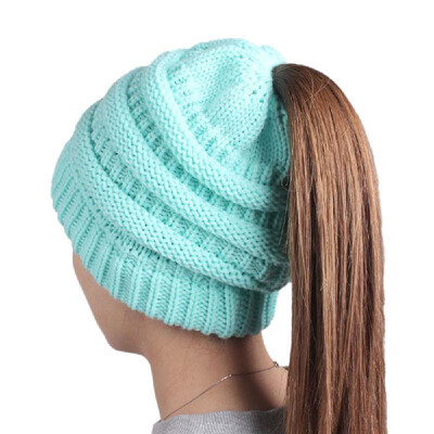 

Woolen Warm Hat Fashion Knitting Winter Beanie Cap Chunky Cozy Pure Color Hats for Women Soft Baggy Headgear