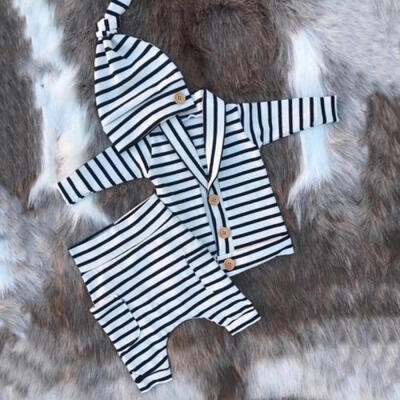 

3pcs Set Newborn Toddler Infant Baby Boy Girl Clothes T-shirt TopsPantsHat Outfits Set