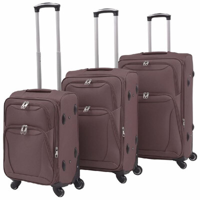 

3 Piece Soft Case Trolley Set Coffee