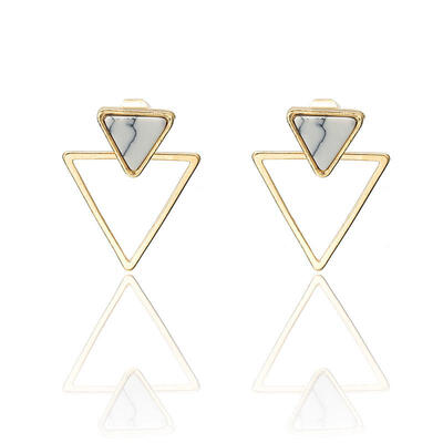 

Korean Popular Statement Gold Earrings Marble Geometric Triangle Stud Earrings For Women Fashion Jewelry 2019 Brincos Oorbellen