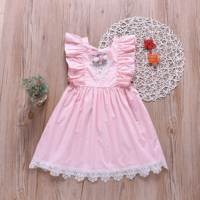 

Baby Infant Girls Kids Sleeveless Flower Lace Princess Dress Clothing