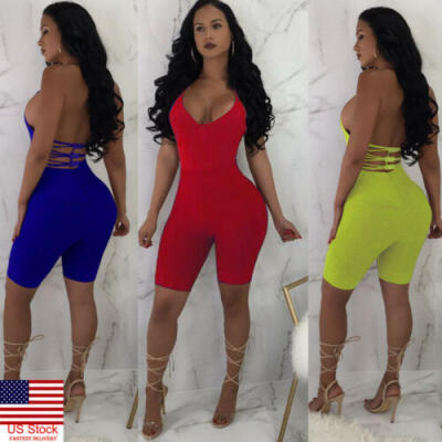 

US Women Ladies Clubwear Shorts Playsuit Bodycon Party Jumpsuit&Romper Trousers