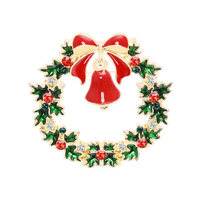 

2020 New Christmas Tree Deer Snowman Bell Brooch Pin Crystal Santa Claus Christmas Brooch Xmas Party Gift Jewelry