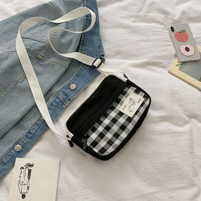 

Tailored Women Fashion Canvas Plaid Coin Purse Shoulder Tote Handbag Casual Bag