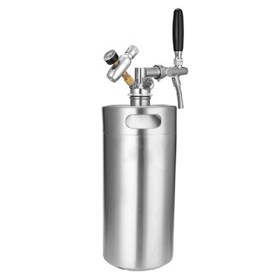 

Stainless Steel Mini Beer Keg Stainless Steel Growler with Adjustable Tap&CO2 Injector