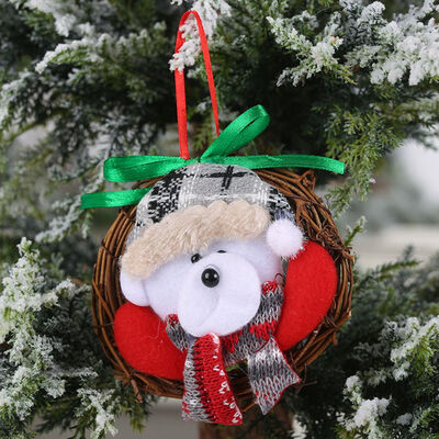 

Christmas Decoration Green Bowknot Doll Small Rattan Ring Toy Pendant Gift