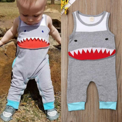 

US Stock Newborn Baby Boy Shark Romper Bodysuit Jumpsuit Outfit Clothes Playsuit