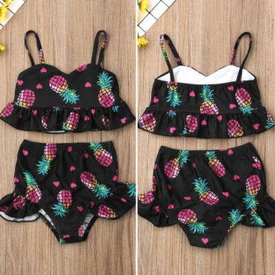 

2PCS Toddler Baby Girls Pineapple Print TopsShorts Swimwear Swimsuit Bikini Set